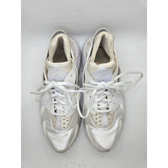 Nike Air Huarache Run Shoes Women's 8.5 Triple White Athletic Running Sneakers - Picture 3 of 8